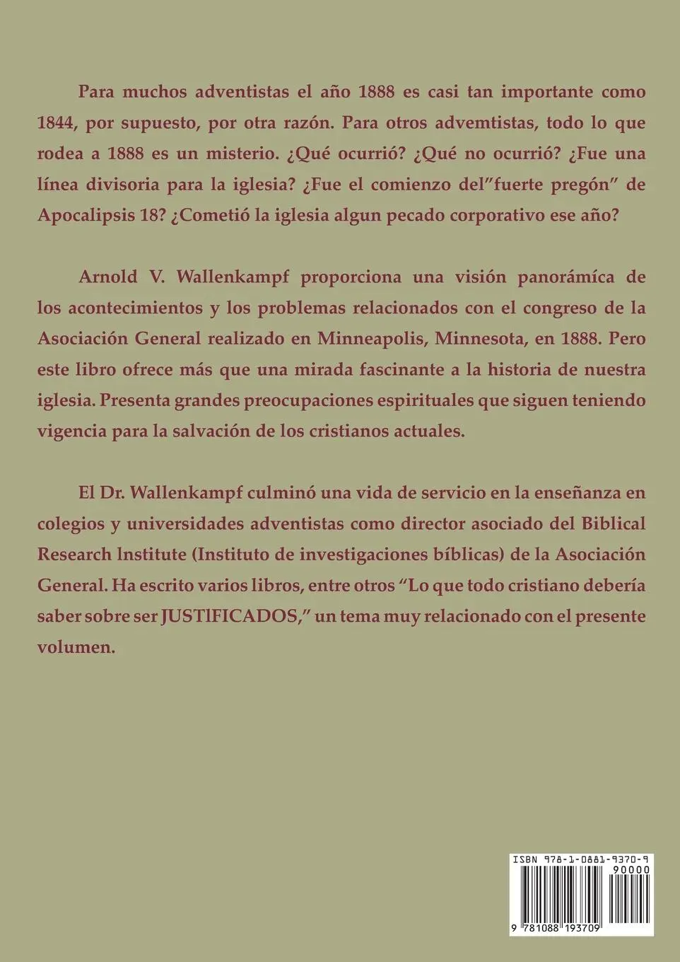 Rückseite: 9781088193709 | Lo Que Todo Adventista Debería Saber Sobre 1888 | Wallenkampf | Buch