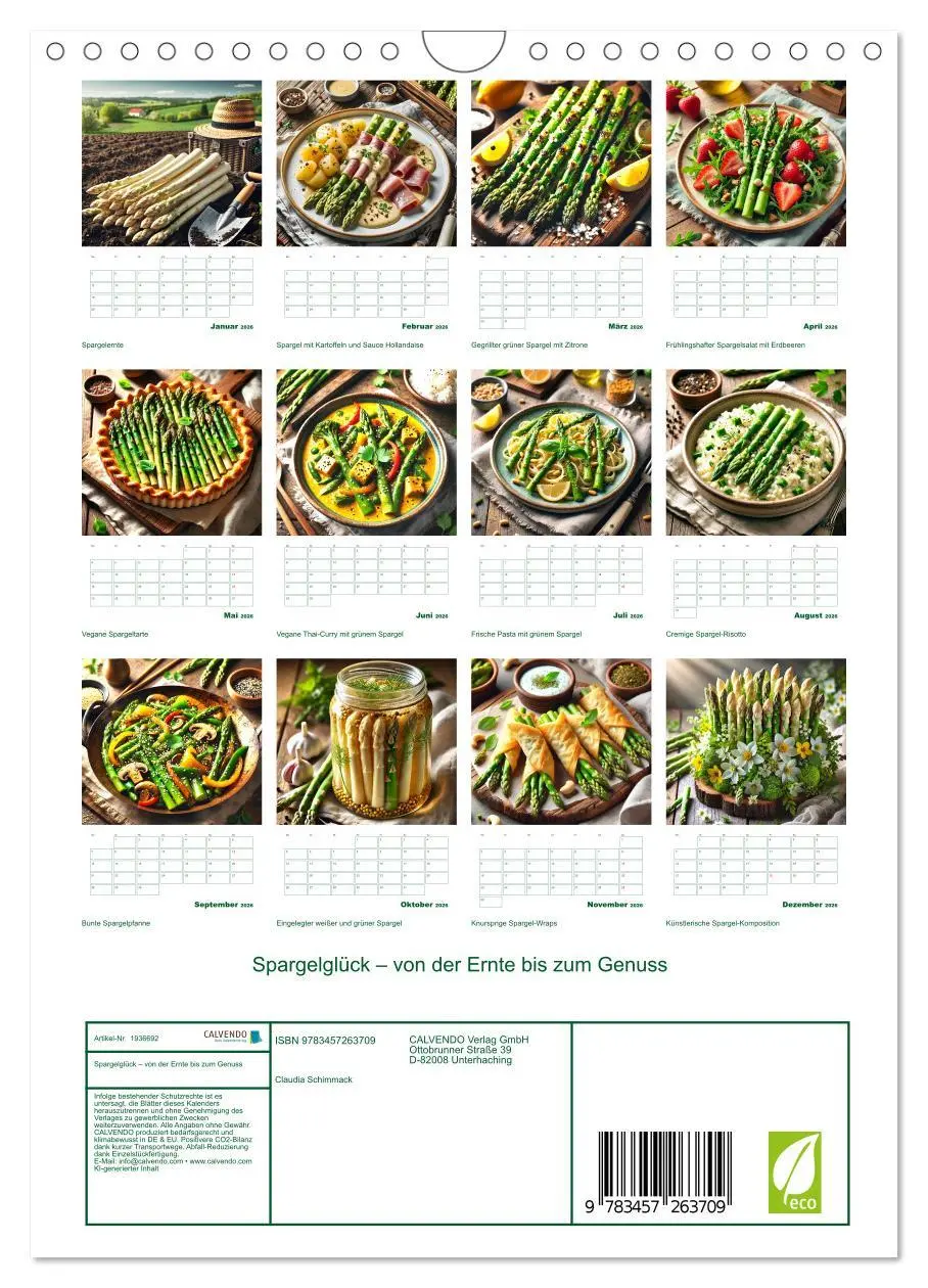 Bild: 9783457263709 | Spargelglück - von der Ernte bis zum Genuss (Wandkalender 2026 DIN...