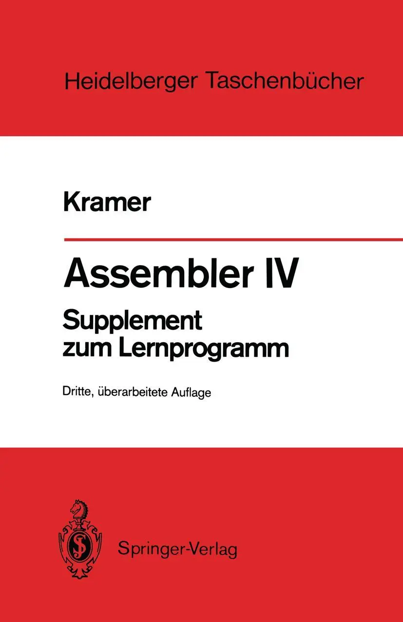 Cover: 9783540183709 | Assembler IV | Supplement zum Lernprogramm | Hasso Kramer | Buch | xii
