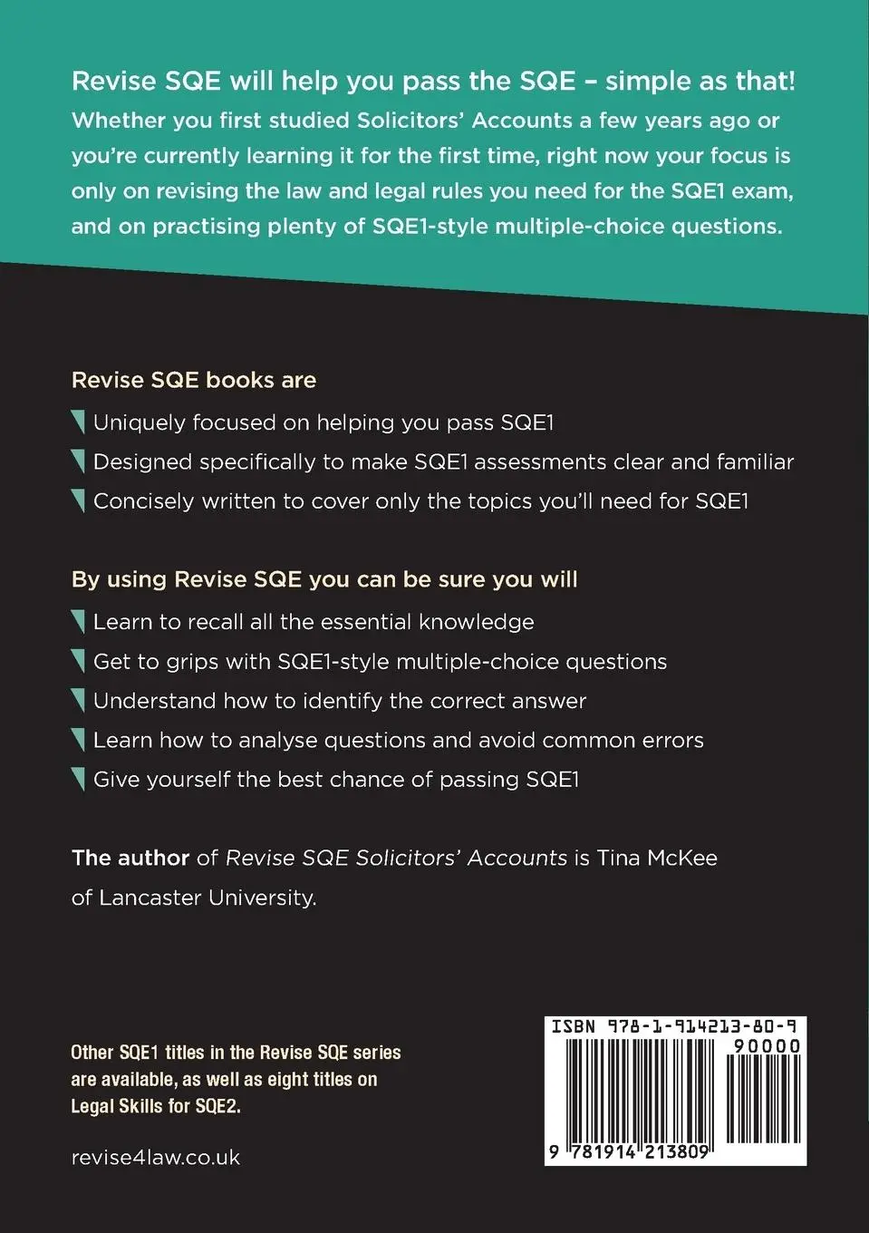 Rückseite: 9781914213809 | Revise SQE Solicitors' Accounts | SQE1 Revision Guide 2nd ed | McKee