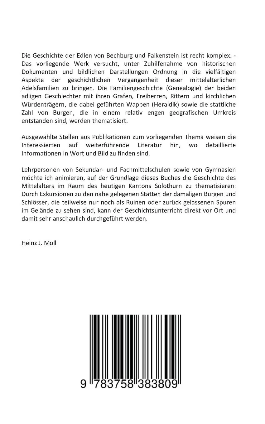 Rückseite: 9783758383809 | Die Edlen von Bechburg und Falkenstein | Heinz J. Moll | Taschenbuch