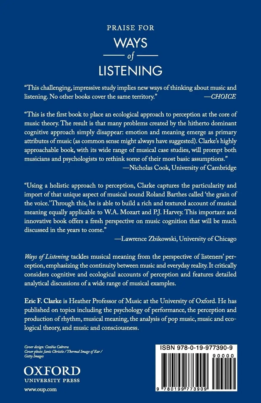 Rückseite: 9780199773909 | Ways of Listening | Eric Clarke | Taschenbuch | Englisch | 2011