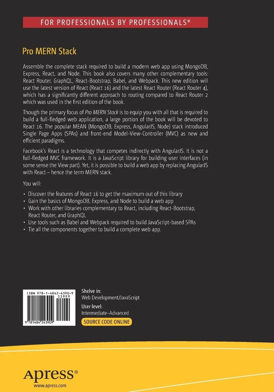 Rückseite: 9781484243909 | Pro Mern Stack | Vasan Subramanian | Taschenbuch | xxiii | Englisch