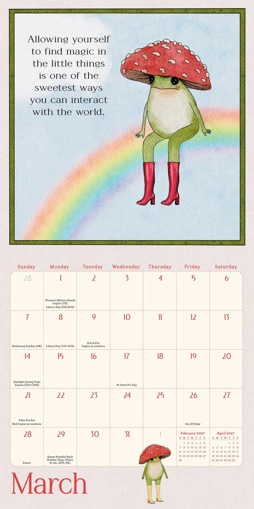 Bild: 9781523533909 | Little Frog's Guide to Self-Care Mini Wall Calendar 2027 | Eequay