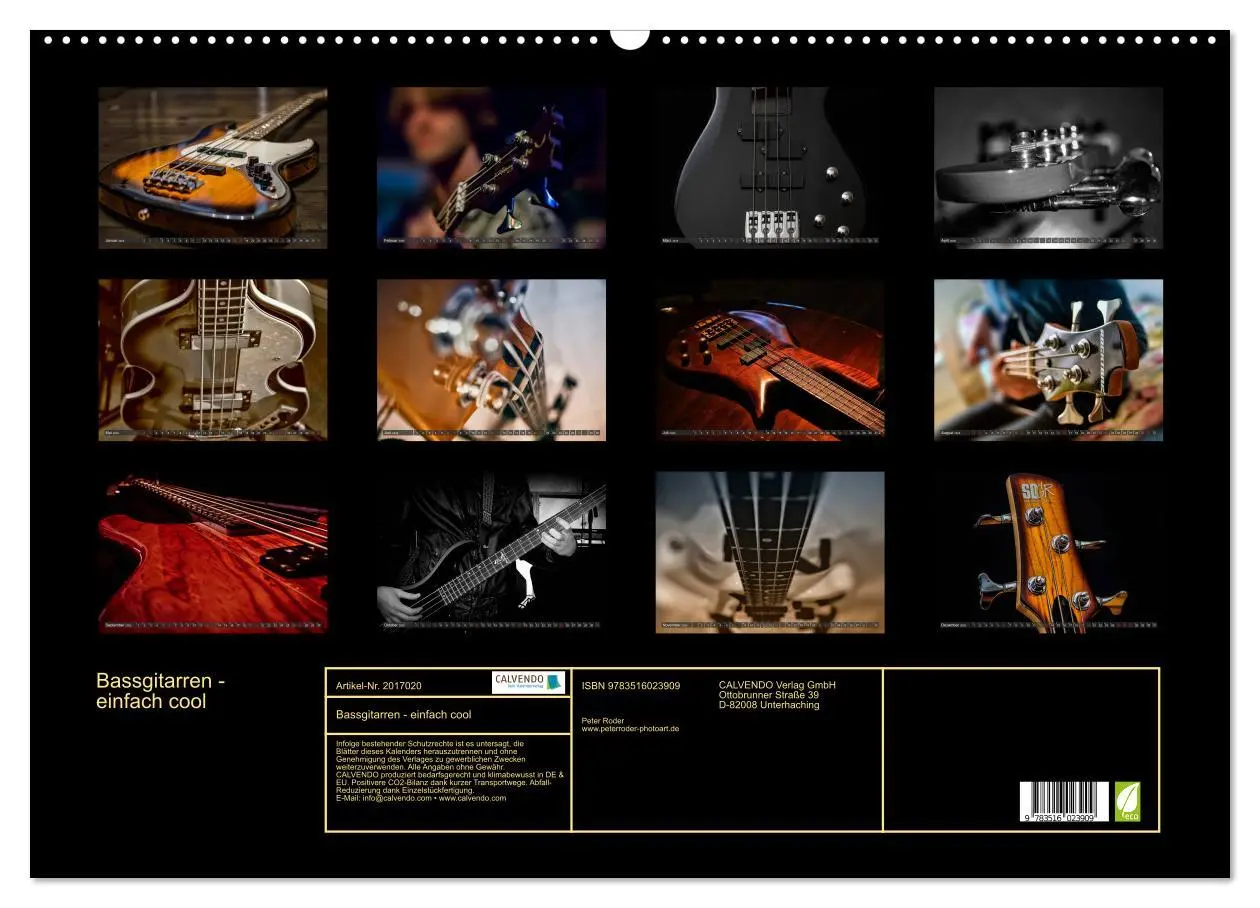 Bild: 9783516023909 | Bassgitarren - einfach cool (Wandkalender 2026 DIN A2 quer),...