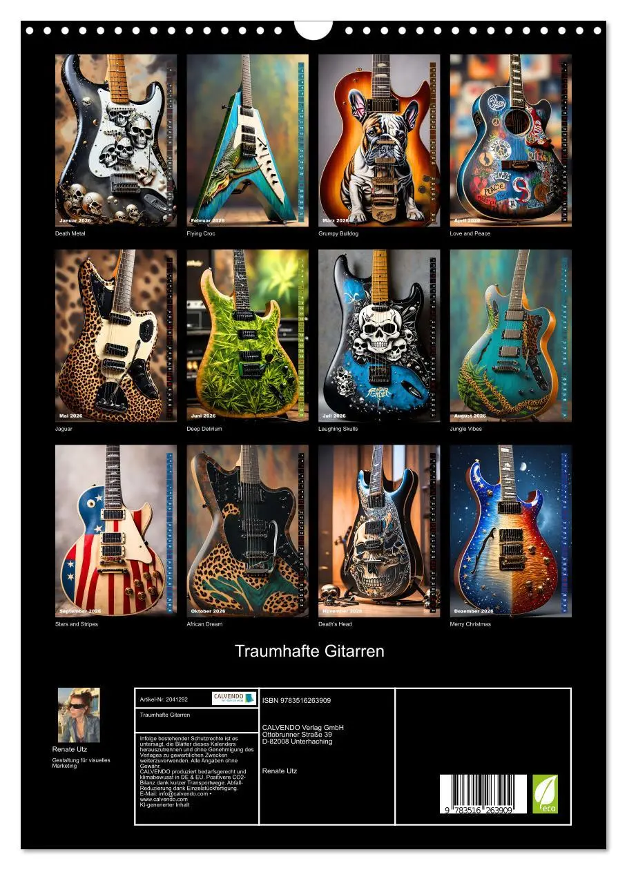 Bild: 9783516263909 | Traumhafte Gitarren (Wandkalender 2026 DIN A3 hoch), CALVENDO...