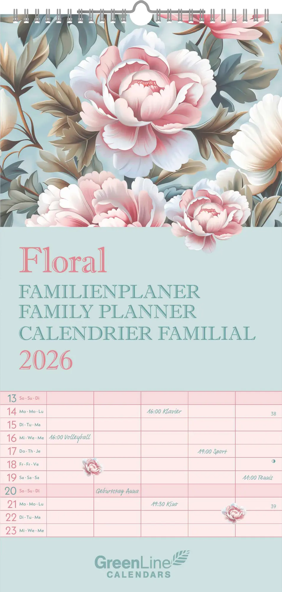 Cover: 4069095004009 | GreenLine Floral 2026 Familienplaner - Familien-Kalender -...