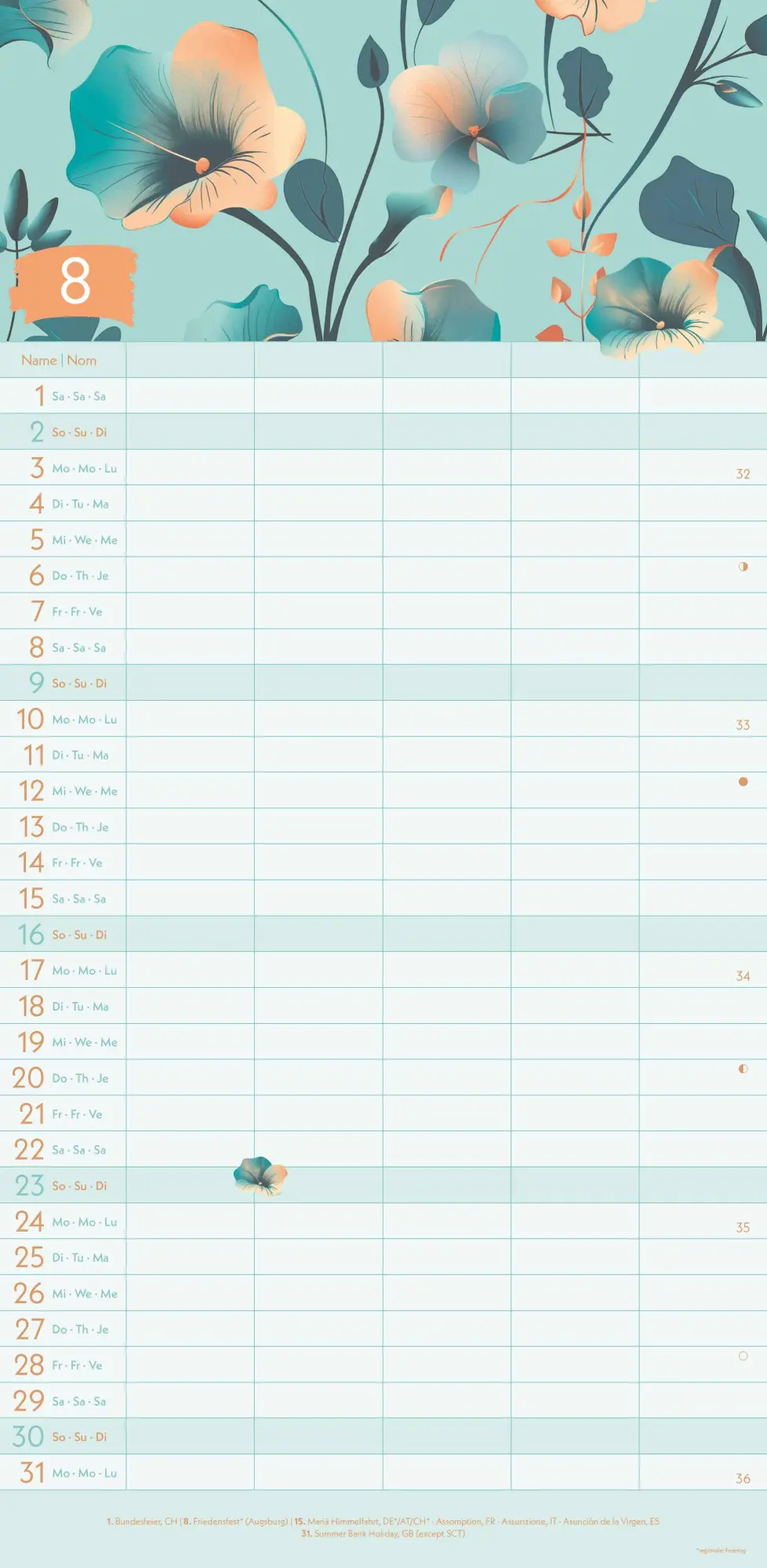 Bild: 4069095004009 | GreenLine Floral 2026 Familienplaner - Familien-Kalender -...