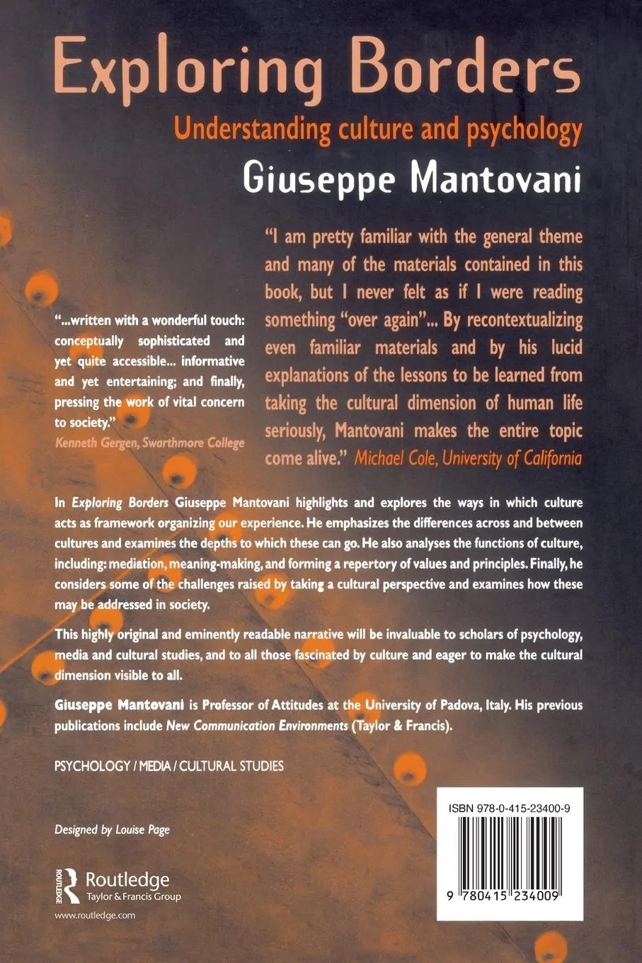 Rückseite: 9780415234009 | Exploring Borders | Understanding Culture and Psychology | Mantovani