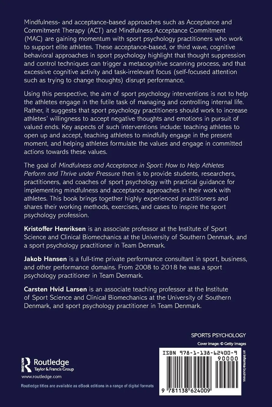 Rückseite: 9781138624009 | Mindfulness and Acceptance in Sport | Kristoffer Henriksen (u. a.)