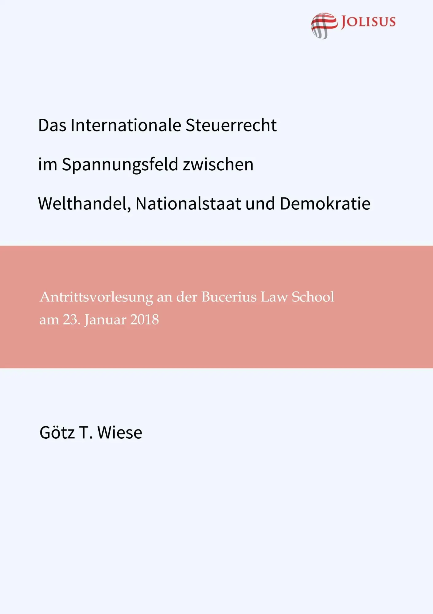 Cover: 9783947664009 | Das Internationale Steuerrecht im Spannungsfeld zwischen...
