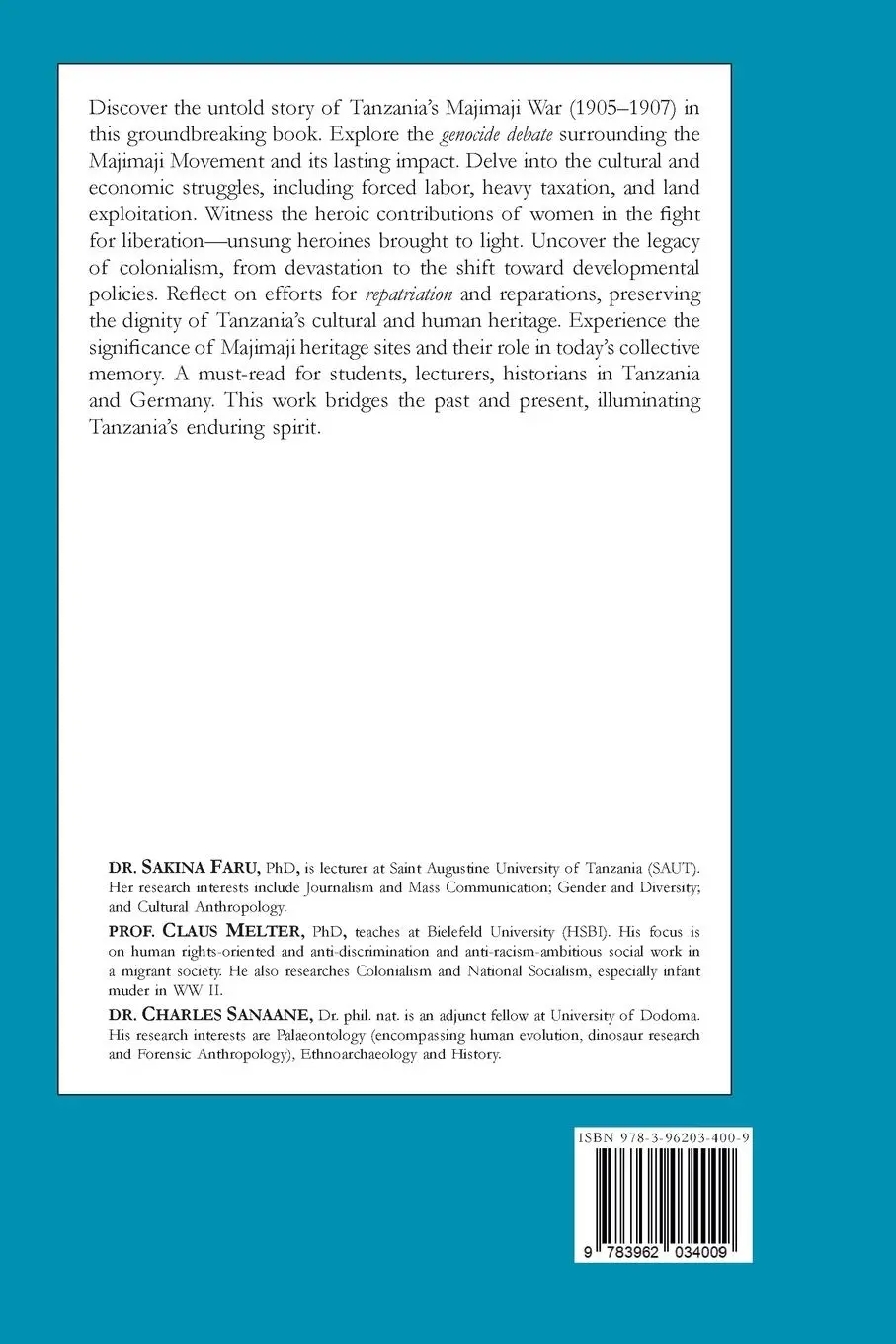 Rückseite: 9783962034009 | German Rule and Socio-Economic Patterns in Tanzania | Faru (u. a.)