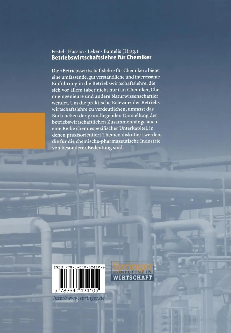 Rückseite: 9783540424109 | Betriebswirtschaftslehre für Chemiker | Gunter Festel (u. a.) | Buch
