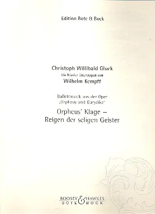 Cover: 9790202504109 | Ballettmusik aus Orpheus und Eurydike (Kempff) | Gluck | Buch