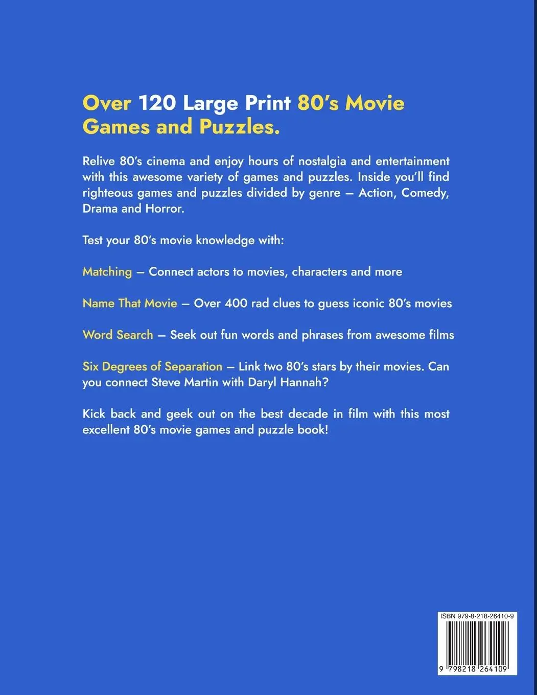 Rückseite: 9798218264109 | Epic Movie Games 80's Edition | Quecheto Press | Taschenbuch | 2023
