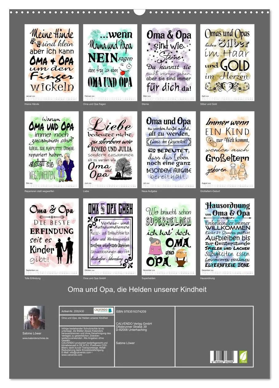 Bild: 9783516374209 | Oma und Opa, die Helden unserer Kindheit (Wandkalender 2026 DIN A2...