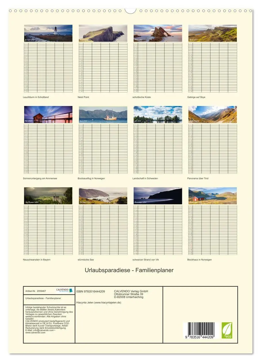 Bild: 9783516444209 | Urlaubsparadiese - Familienplaner (hochwertiger Premium...