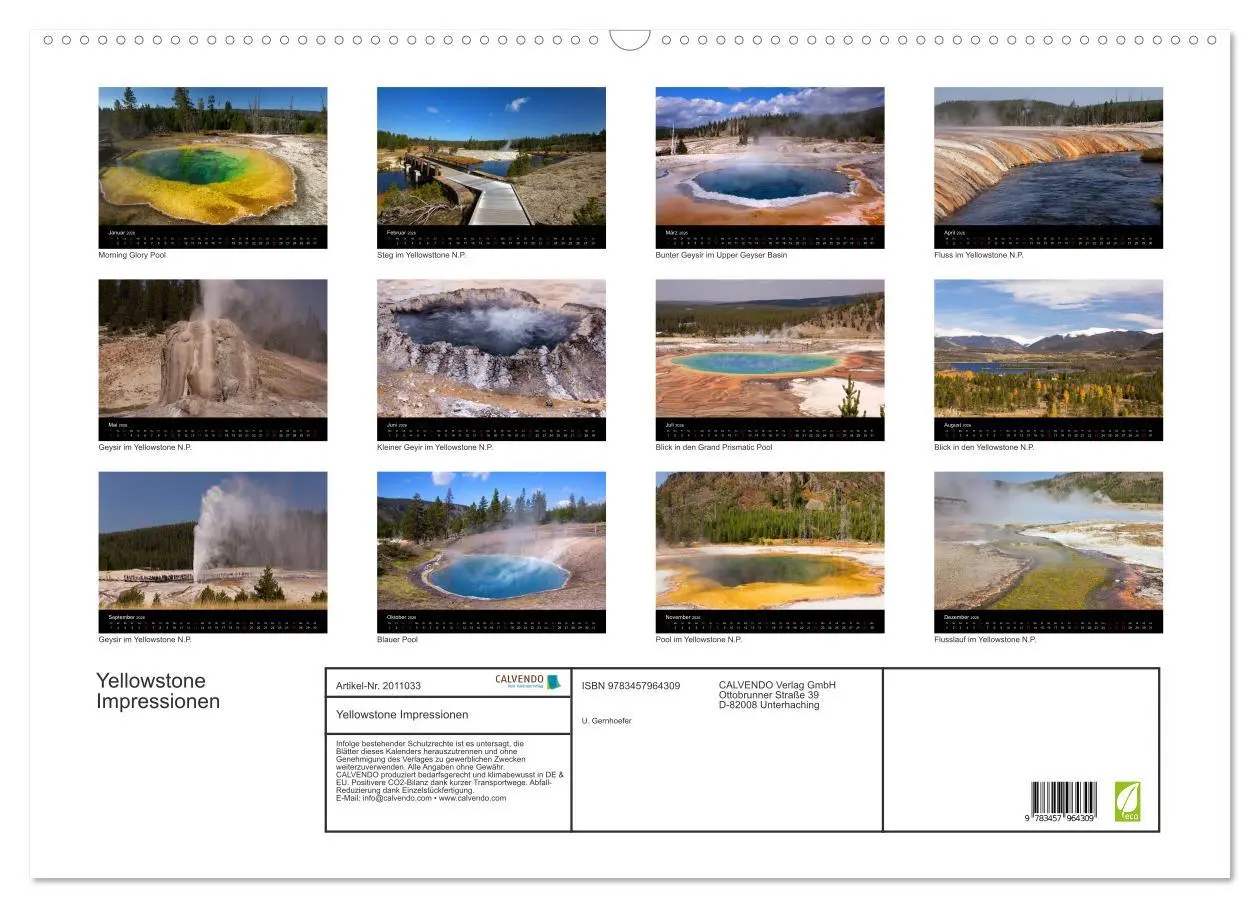 Bild: 9783457964309 | Yellowstone Impressionen (Wandkalender 2026 DIN A2 quer), CALVENDO...