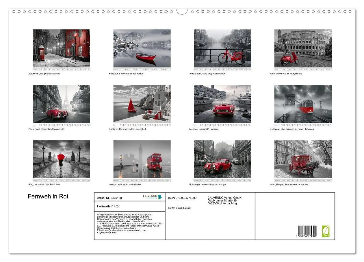 Bild: 9783594274309 | Fernweh in Rot (Wandkalender 2027 DIN A2 quer), CALVENDO...