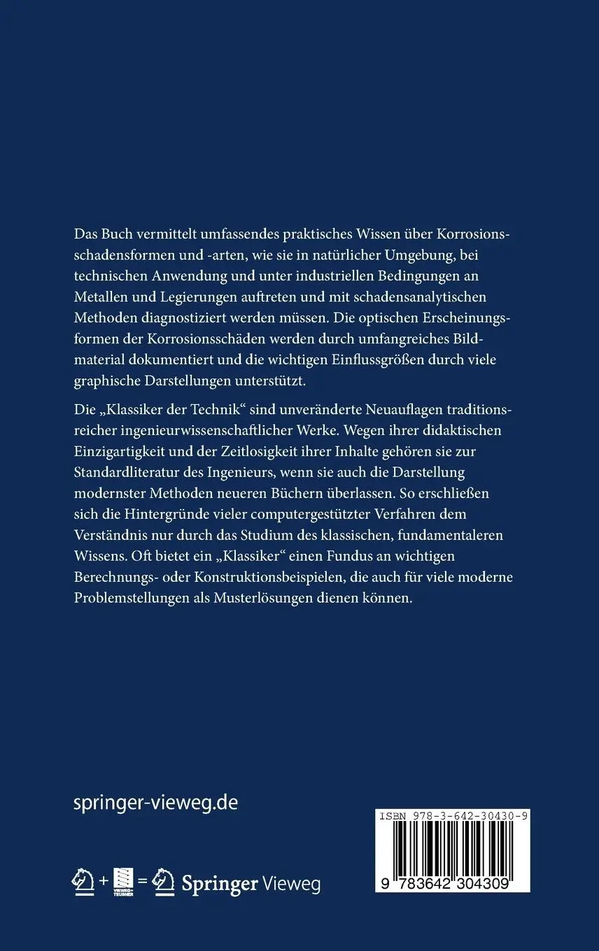 Rückseite: 9783642304309 | Korrosionsschadenkunde | Hubert Gräfen (u. a.) | Buch | xii | Deutsch