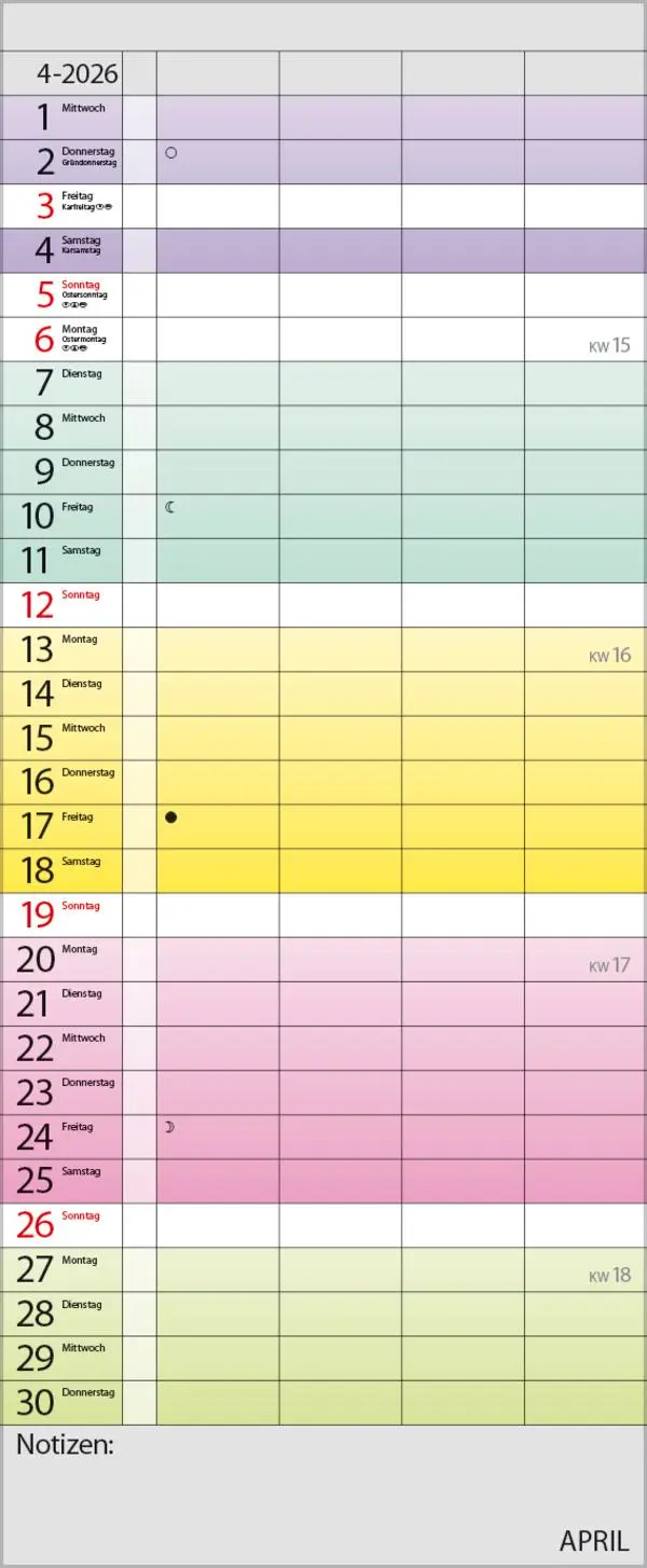Bild: 9783731884309 | Familienplaner Farbenspiel 2026 | Verlag Korsch | Kalender | 14 S.