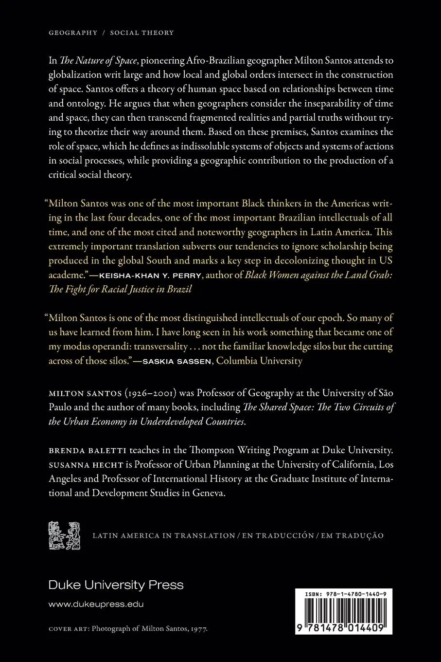 Rückseite: 9781478014409 | The Nature of Space | Milton Santos | Taschenbuch | Englisch | 2021
