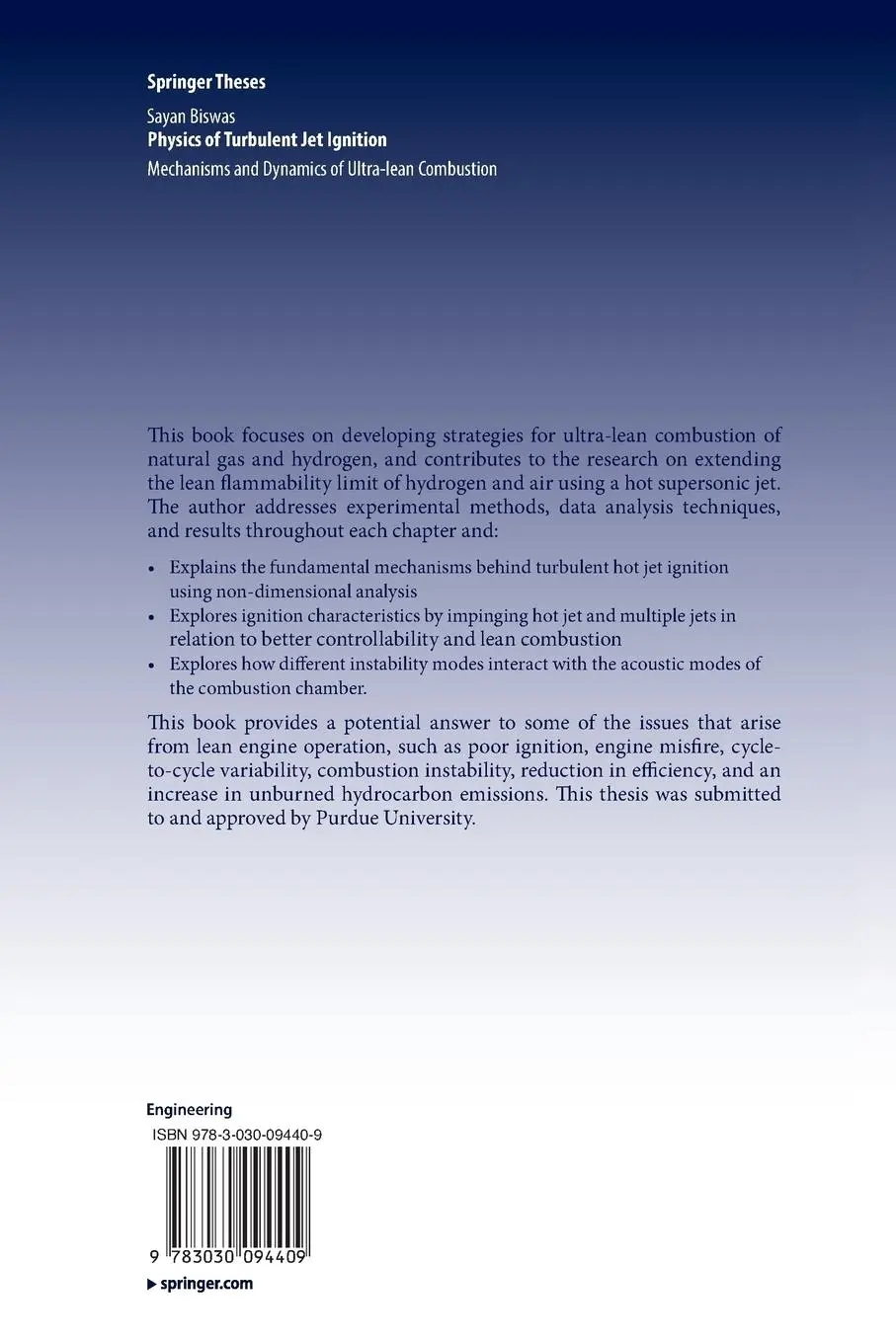Rückseite: 9783030094409 | Physics of Turbulent Jet Ignition | Sayan Biswas | Taschenbuch | xviii