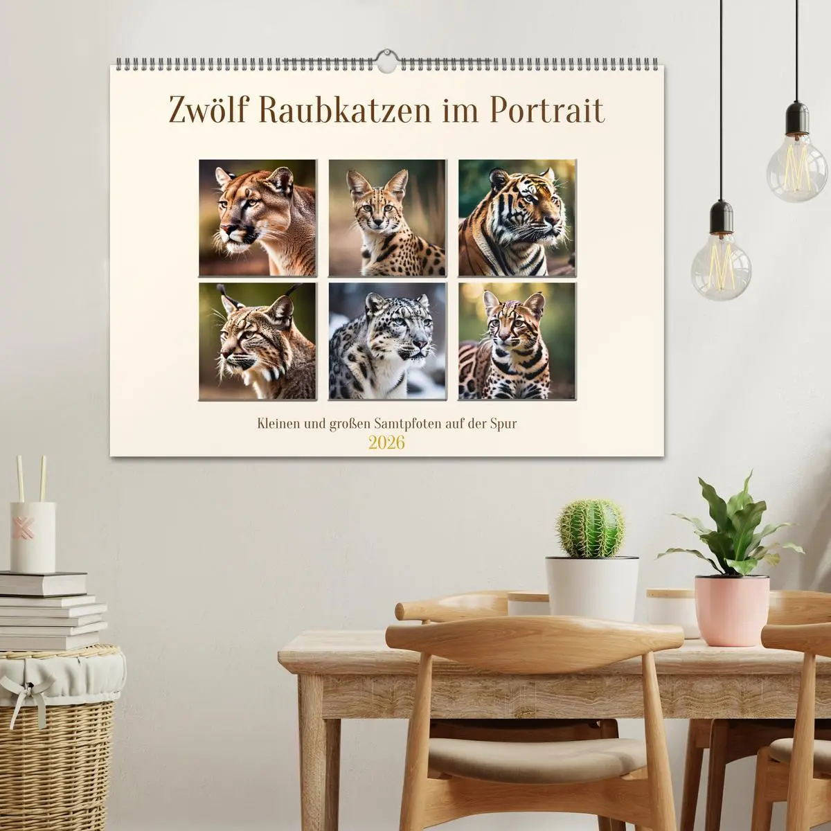 Bild: 9783457264409 | Zwölf Raubkatzen im Portrait (Wandkalender 2026 DIN A2 quer),...
