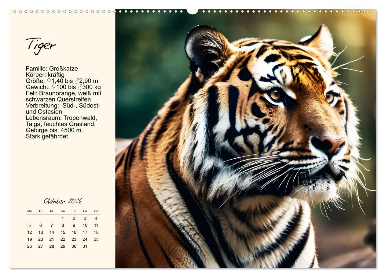 Bild: 9783457264409 | Zwölf Raubkatzen im Portrait (Wandkalender 2026 DIN A2 quer),...