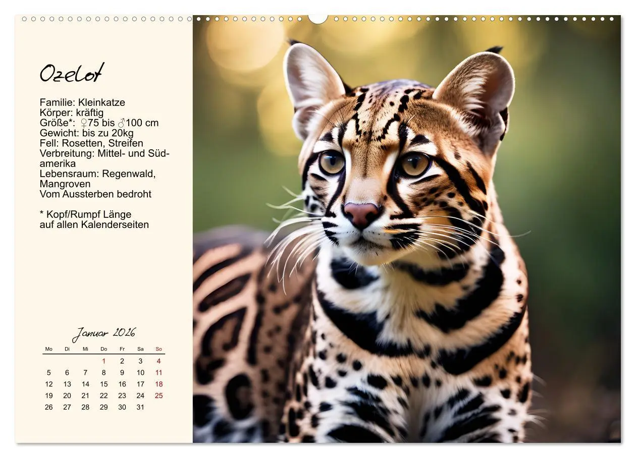 Bild: 9783457264409 | Zwölf Raubkatzen im Portrait (Wandkalender 2026 DIN A2 quer),...