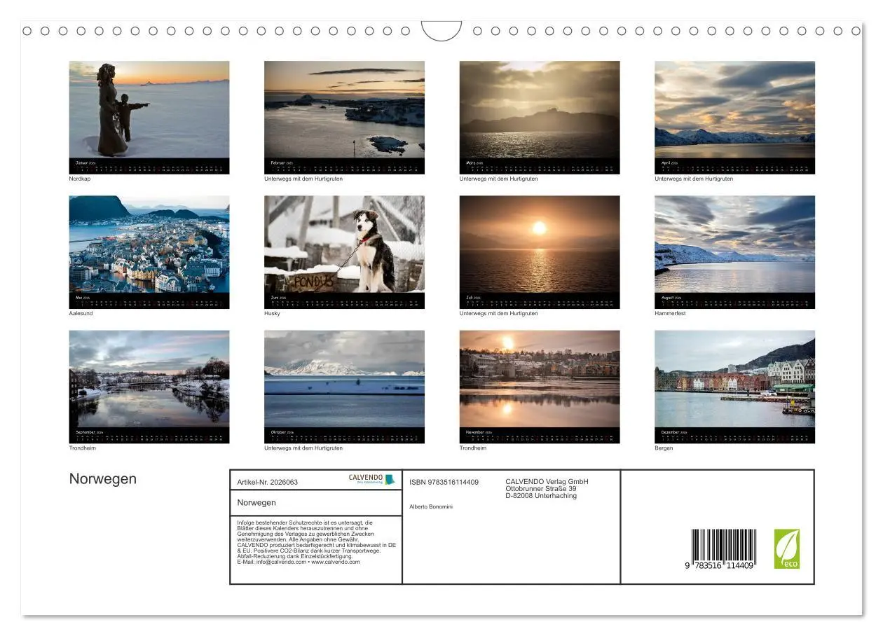 Bild: 9783516114409 | Norwegen (Wandkalender 2026 DIN A3 quer), CALVENDO Monatskalender