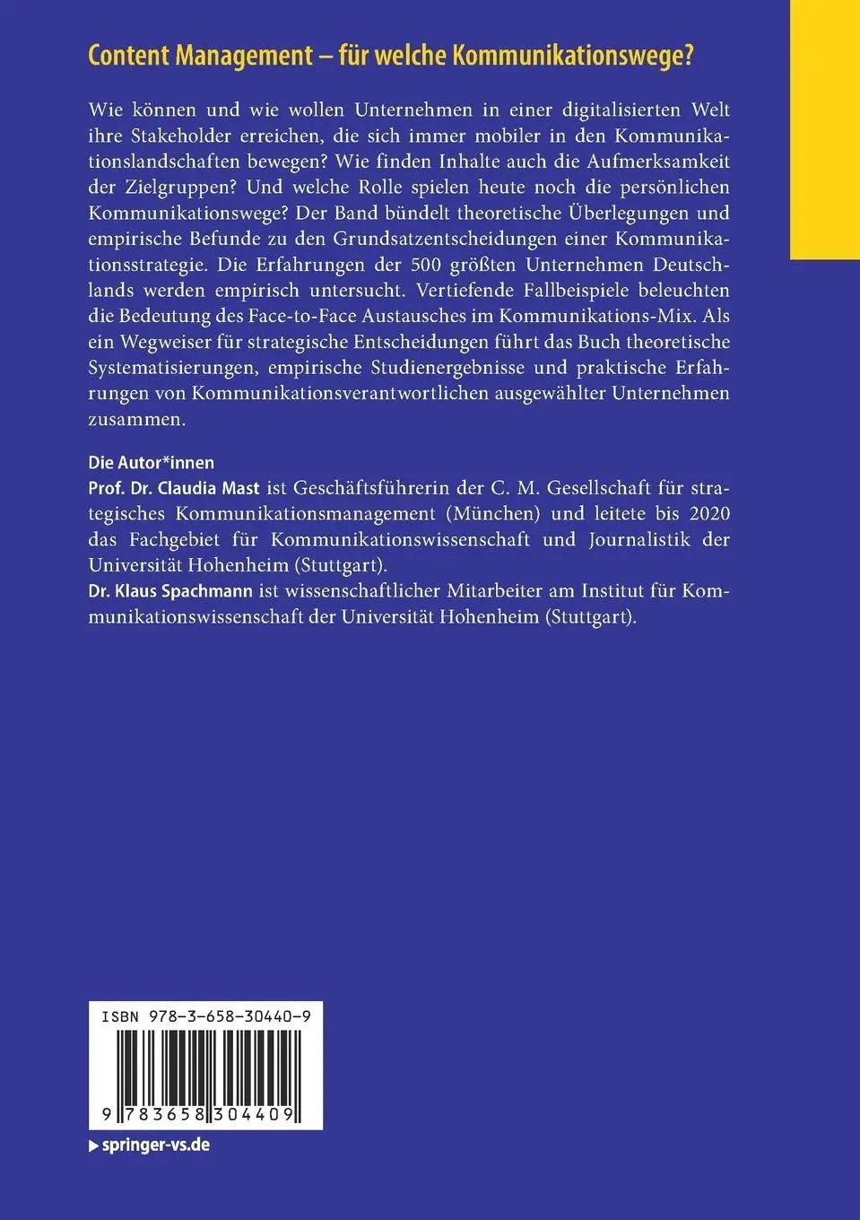 Rückseite: 9783658304409 | Content Management - für welche Kommunikationswege? | Taschenbuch