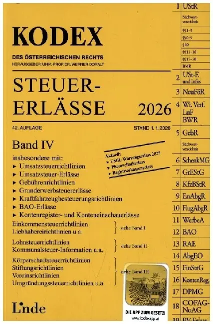 Cover: 9783707354409 | KODEX Steuer-Erlässe 2026, Band IV | Michael Schilcher | Taschenbuch