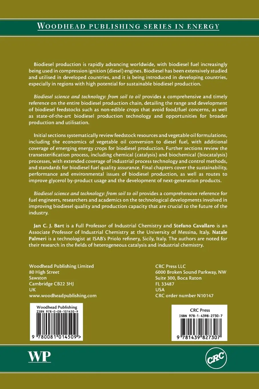 Rückseite: 9780081014509 | Biodiesel Science and Technology | Jan C. J Bart | Taschenbuch | 2016