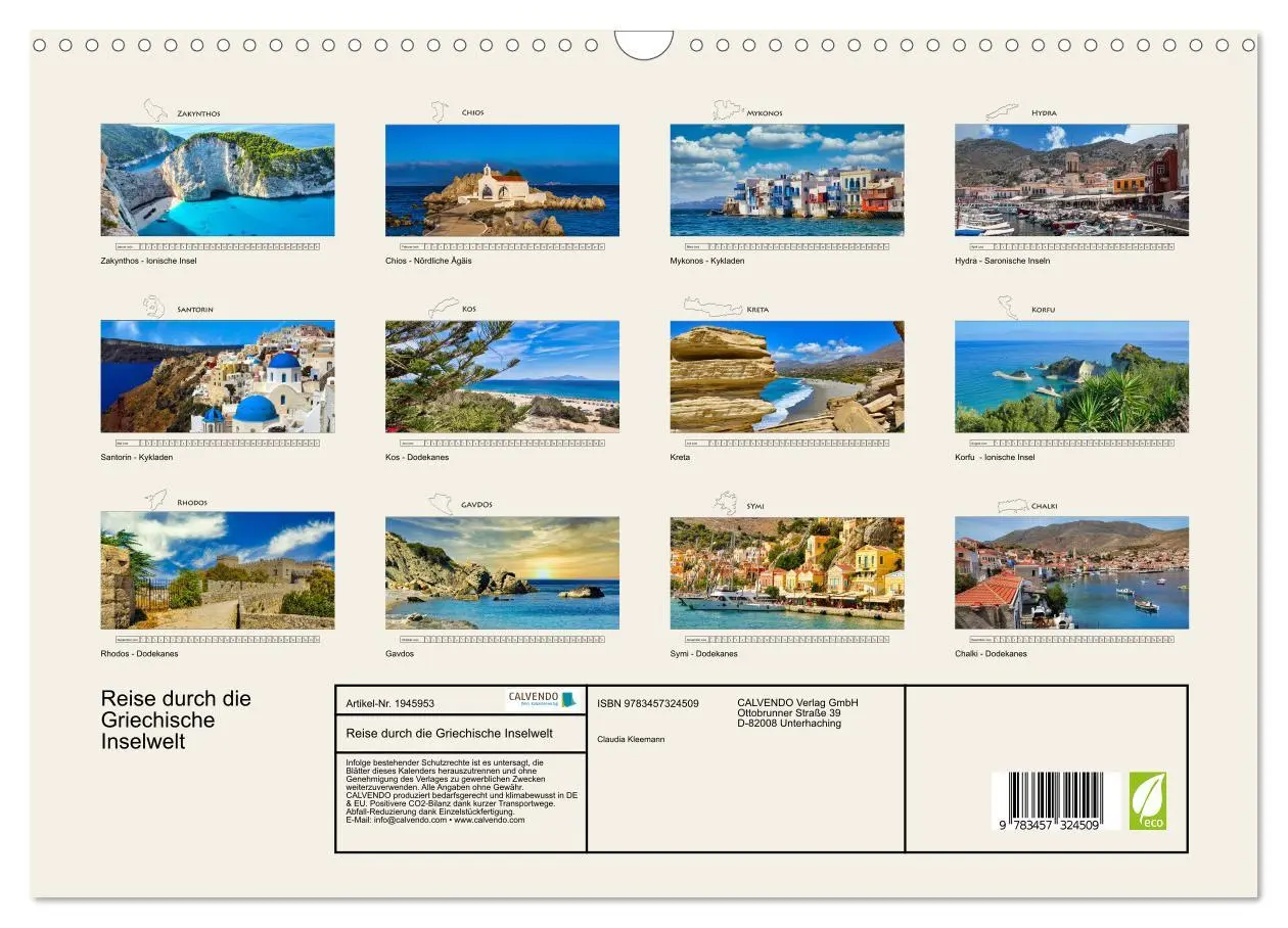 Bild: 9783457324509 | Reise durch die Griechische Inselwelt (Wandkalender 2026 DIN A3...