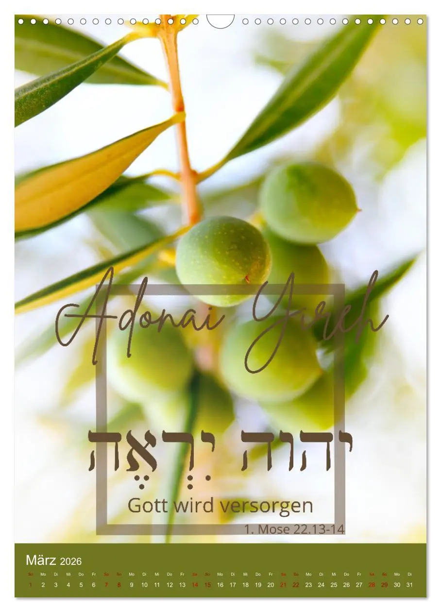 Bild: 9783516344509 | Israel und hebräische Namen Gottes (Wandkalender 2026 DIN A3 hoch),...