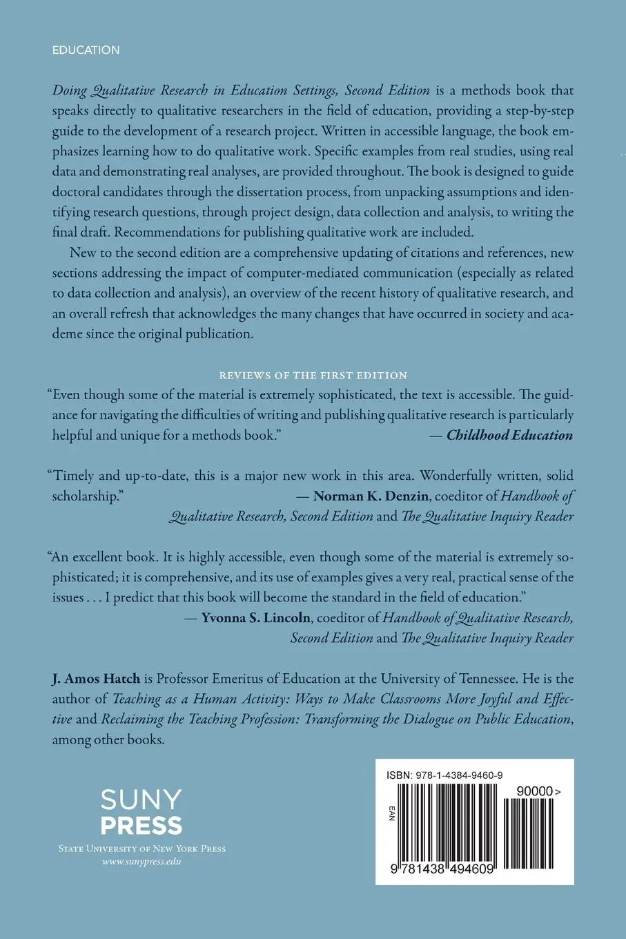 Rückseite: 9781438494609 | Doing Qualitative Research in Education Settings | J. Amos Hatch