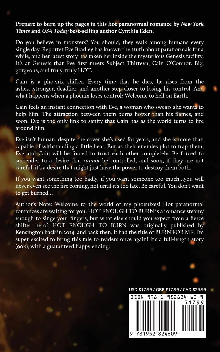 Rückseite: 9781952824609 | Hot Enough To Burn | Cynthia Eden | Taschenbuch | Englisch | 2022