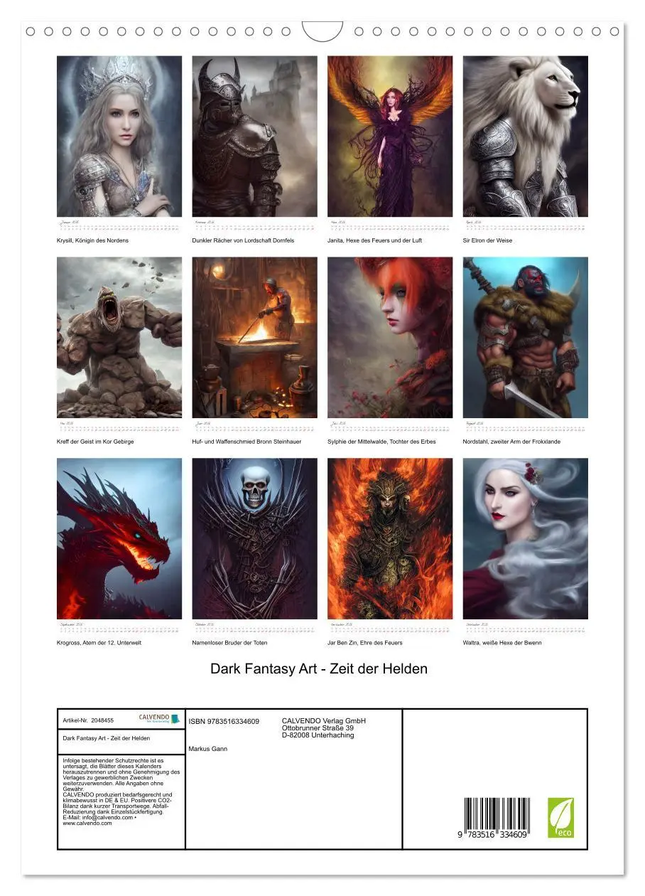 Bild: 9783516334609 | Dark Fantasy Art - Zeit der Helden (Wandkalender 2026 DIN A3 hoch),...