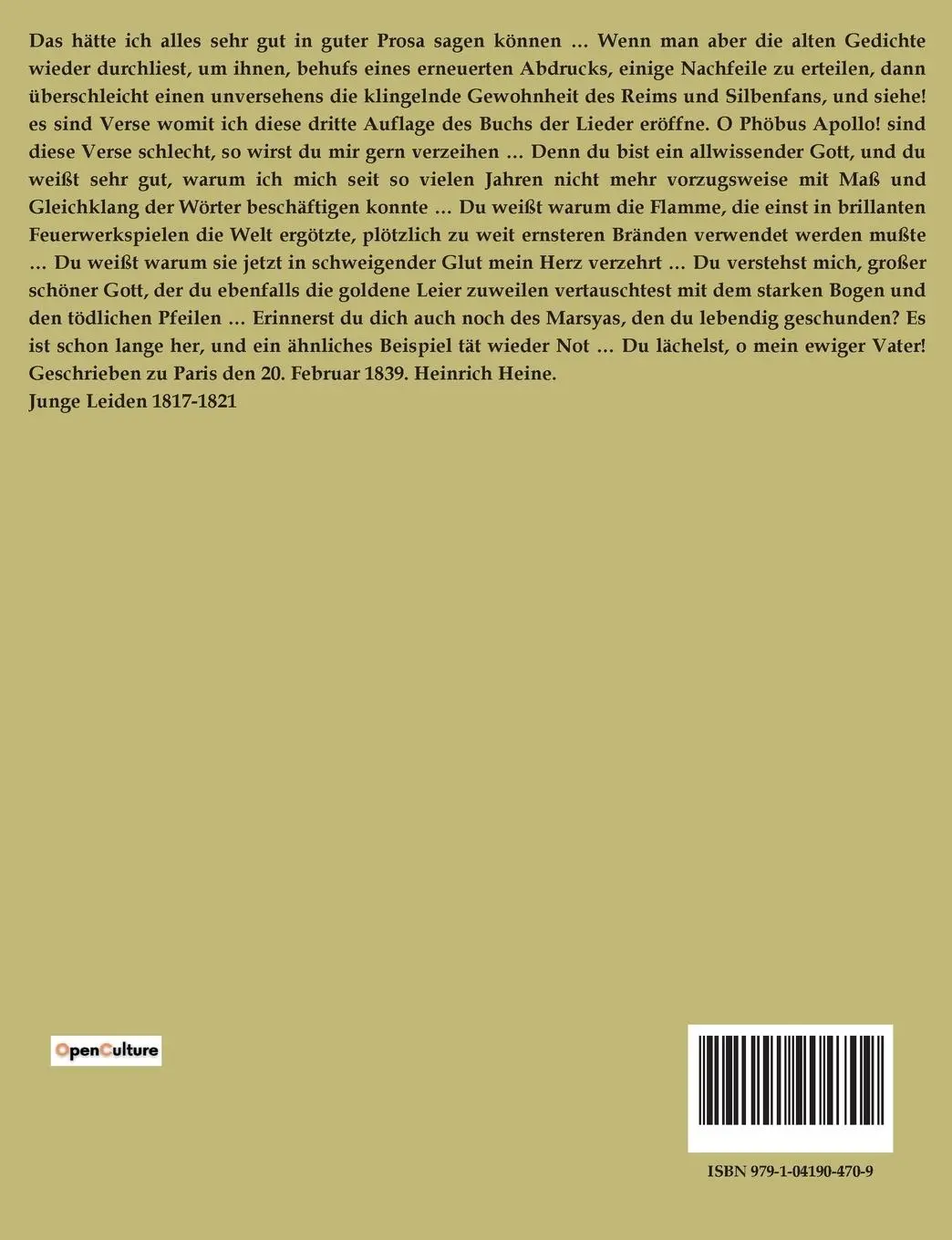 Rückseite: 9791041904709 | BUCH DER LIEDER | Heinrich Heine | Taschenbuch | 290 S. | Deutsch