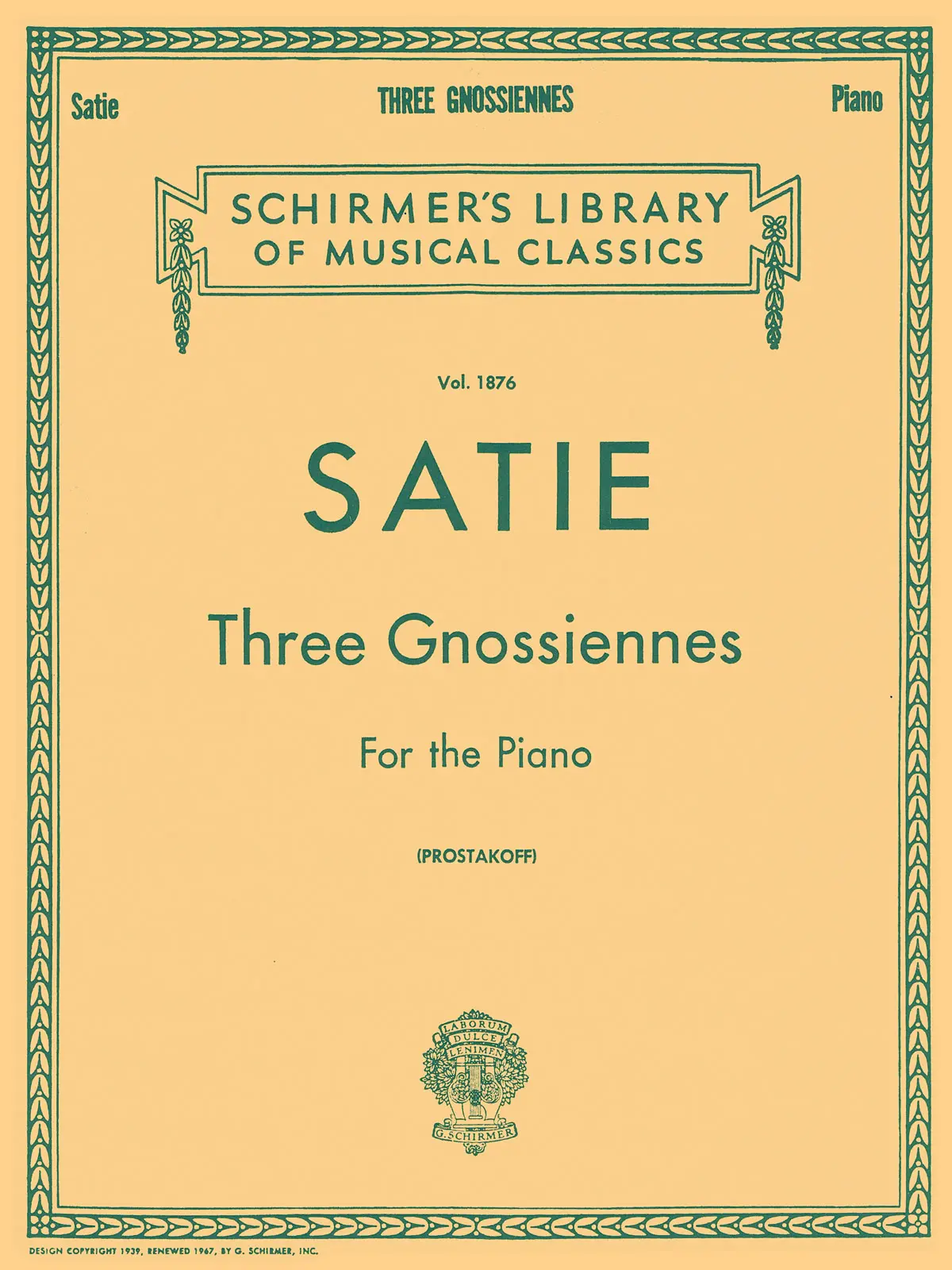 Cover: 73999624809 | 3 Gnossiennes | Erik Satie | Piano Large Works | Buch | 1986