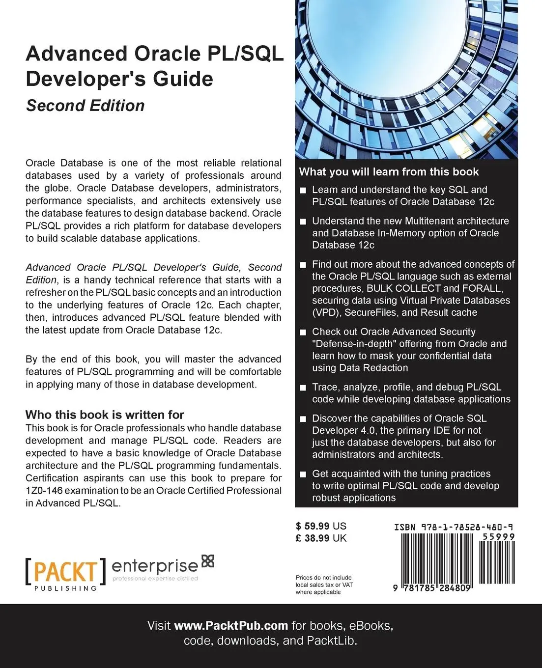 Rückseite: 9781785284809 | Advanced Oracle PL/SQL Developer's Guide - Second Edition | Gupta
