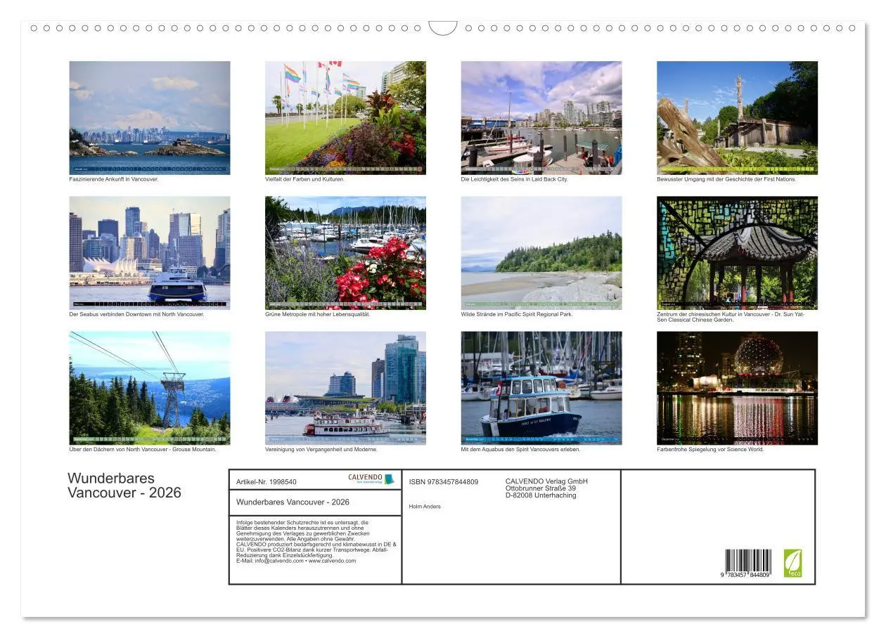 Bild: 9783457844809 | Wunderbares Vancouver - 2026 (Wandkalender 2026 DIN A2 quer),...