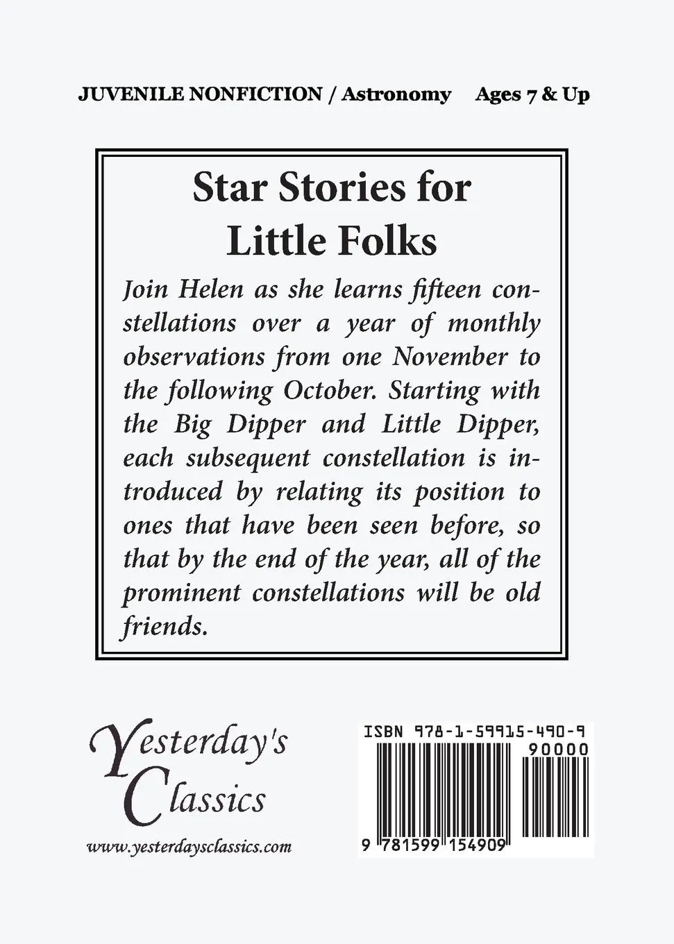 Rückseite: 9781599154909 | Star Stories for Little Folks (Yesterday's Classics) | Warner | Buch
