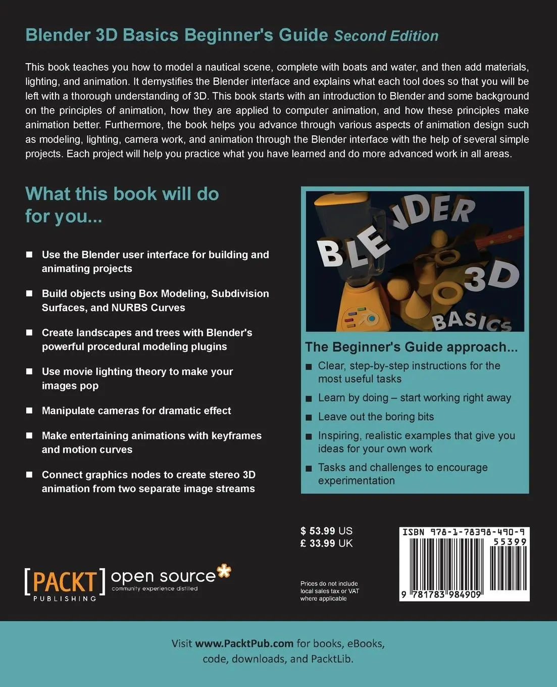 Rückseite: 9781783984909 | Blender 3D Basics - Second Edition | Gordon Fisher | Taschenbuch