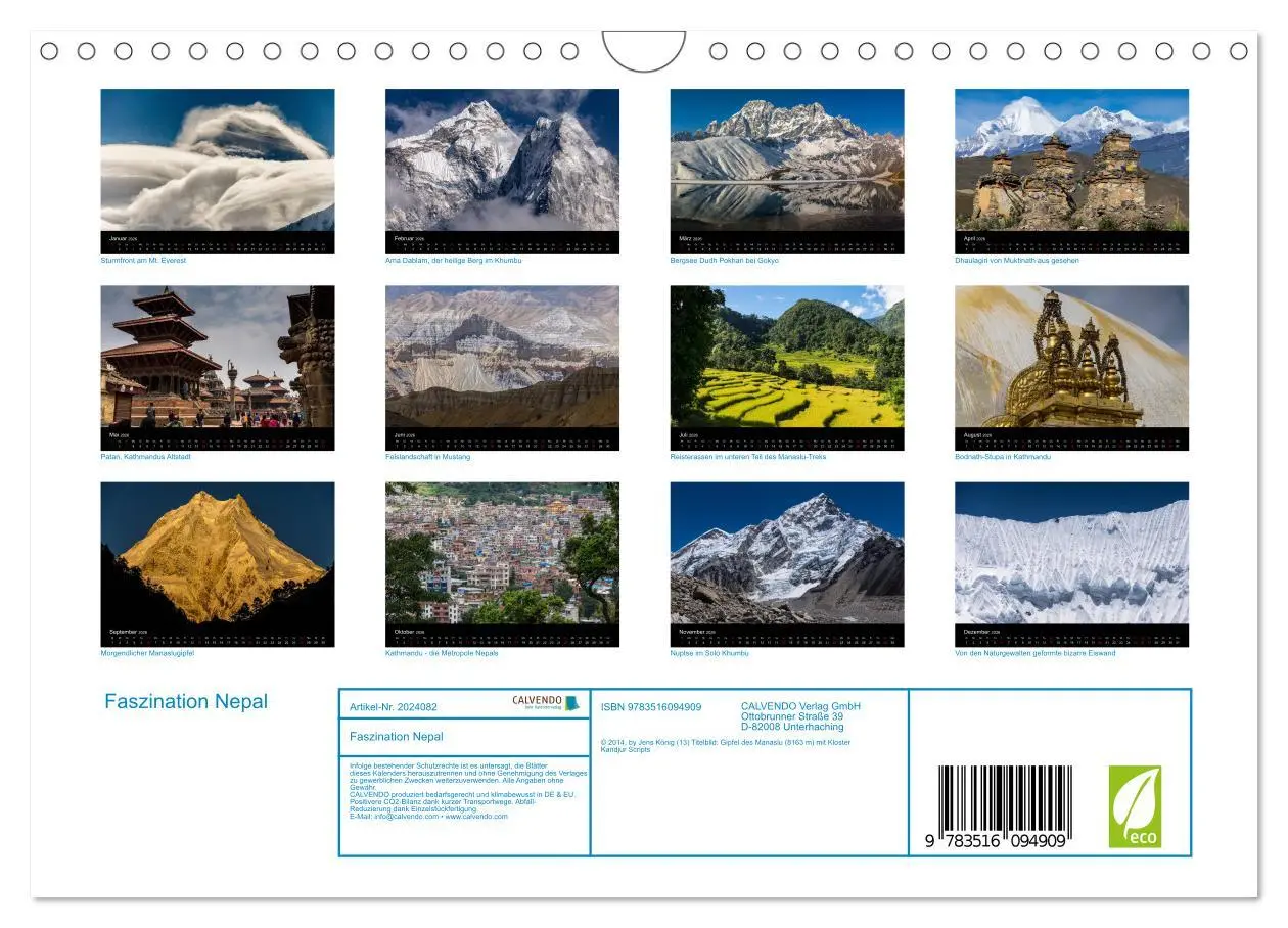 Bild: 9783516094909 | Faszination Nepal (Wandkalender 2026 DIN A4 quer), CALVENDO...