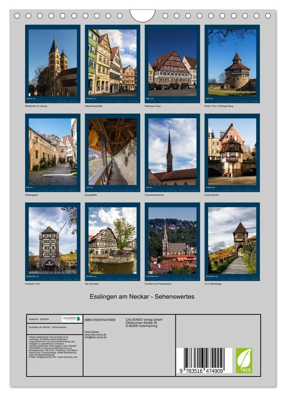Bild: 9783516474909 | Esslingen am Neckar - Sehenswertes (Wandkalender 2026 DIN A4 hoch),...
