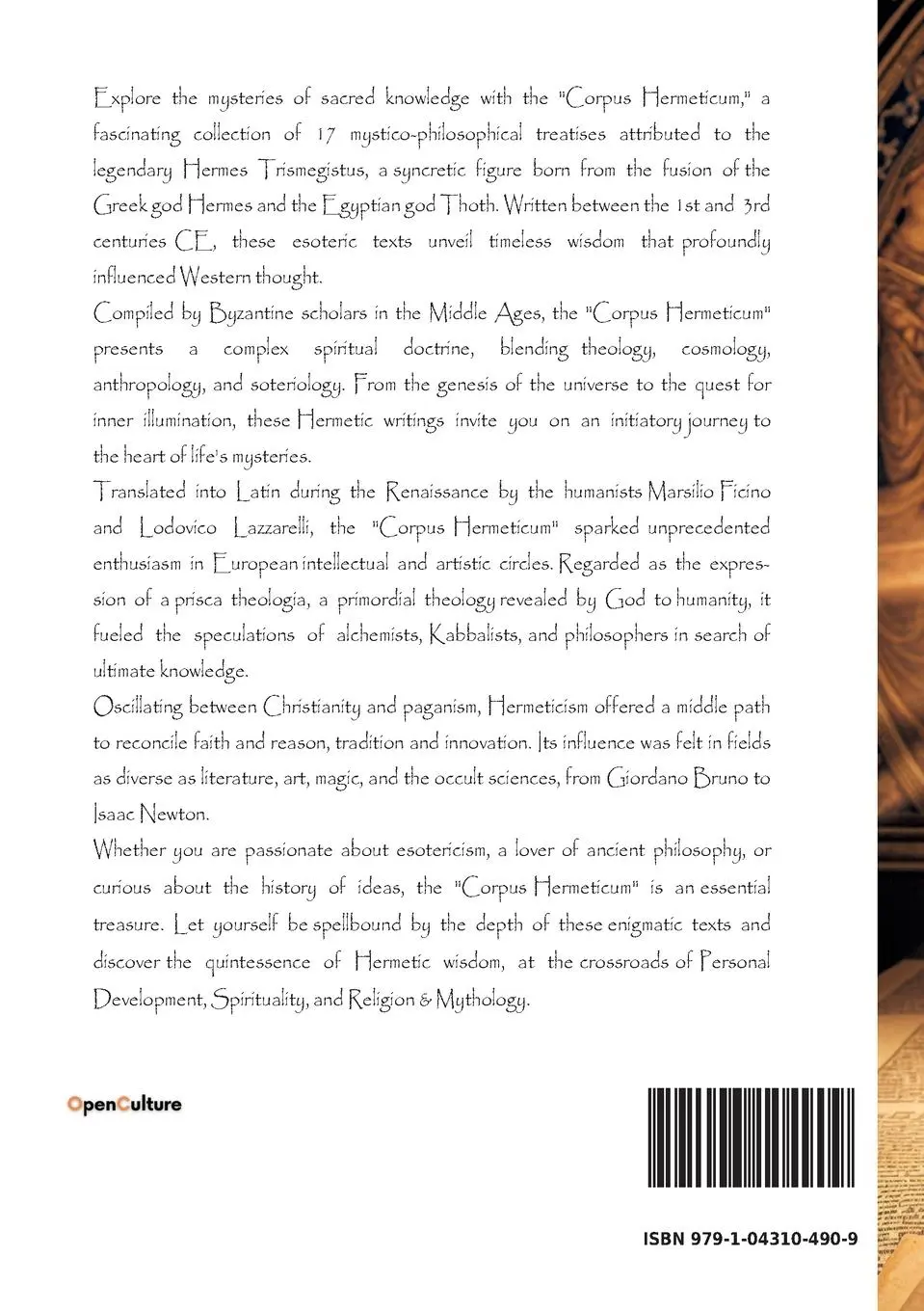 Rückseite: 9791043104909 | Corpus Hermeticum | Hermès Trismégiste (u. a.) | Taschenbuch | 120 S.