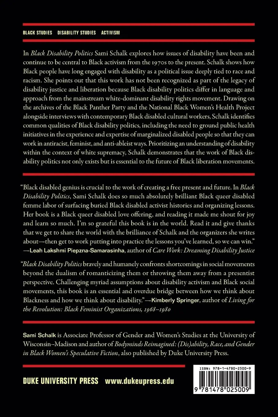 Rückseite: 9781478025009 | Black Disability Politics | Sami Schalk | Taschenbuch | Englisch