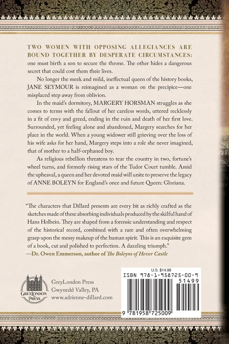 Rückseite: 9781958725009 | Keeper of the Queen's Jewels | A Novel of Jane Seymour | Dillard